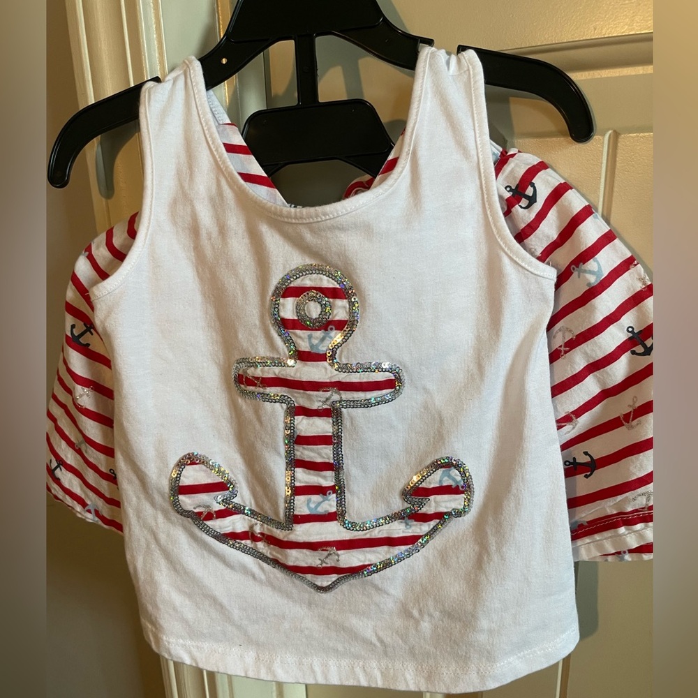Max Studio Kids Nautical Anchor Top & Skirt Set - Size XS (4)